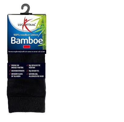LUCOVITAAL BAMBOE SOK LANG ZWART 39-42 1 PAAR
