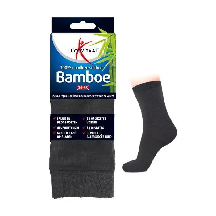 LUCOVITAAL BAMBOE SOK LANG ANTRACIET 35-38 1 PAAR