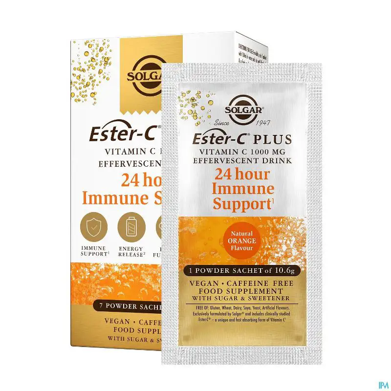 SOLGAR ESTER-CR PLUS EFFERVESCENT 1000 MG 7ST