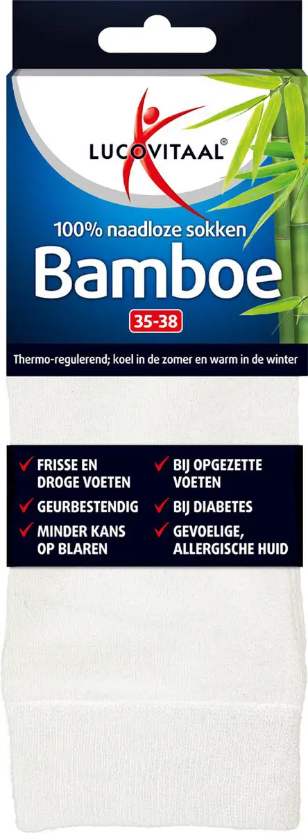 LUCOVITAAL BAMBOE SOK LANG WIT MAAT 35-38 1PAAR