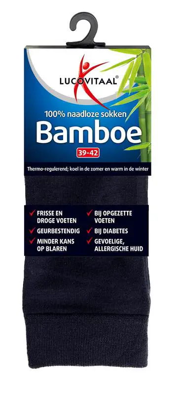 LUCOVITAAL BAMBOE SOK LANG BLAUW 39-42 1 PAAR