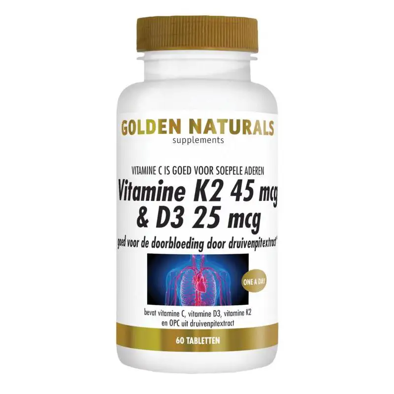 GOLDEN NATURALS VITAMINE K2 45MCG & D3 25MCG 60ST