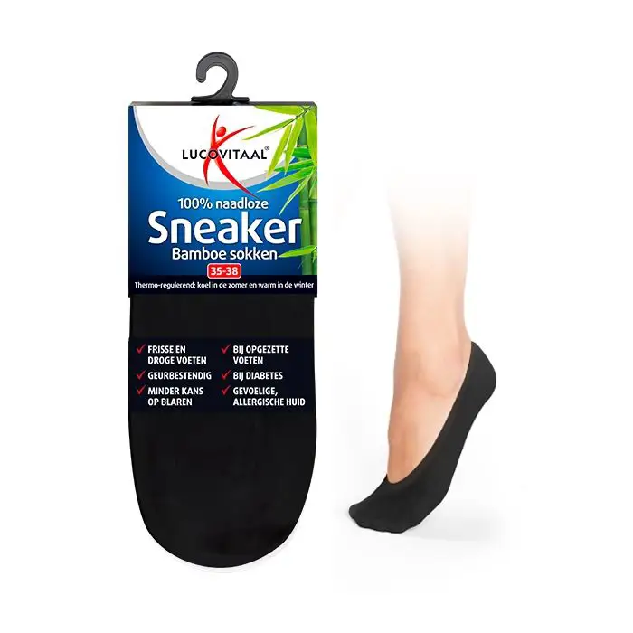 LUCOVITAAL BAMBOE SNEAKERSOK ZWART 43-46 1 PAAR
