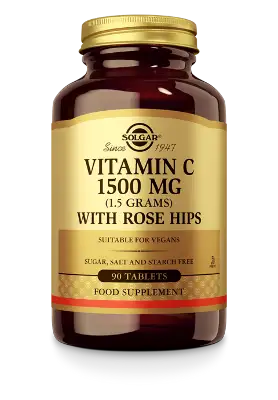 SOLGAR VITAMIN C WITH ROSE HIPS 1500MG 90ST