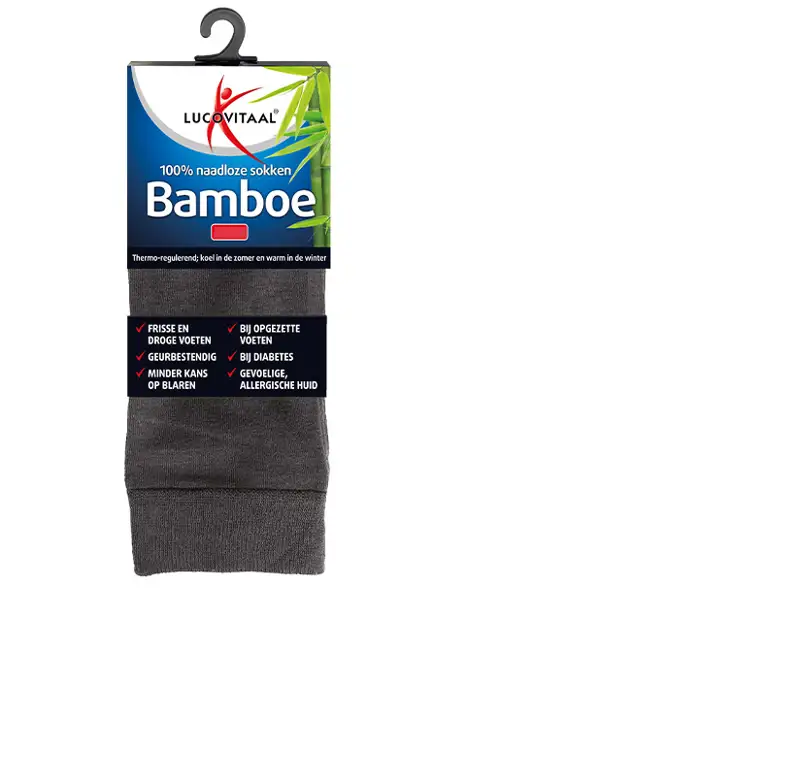 LUCOVITAAL BAMBOE SOK LANG ANTRACIET 39-42 1PAAR